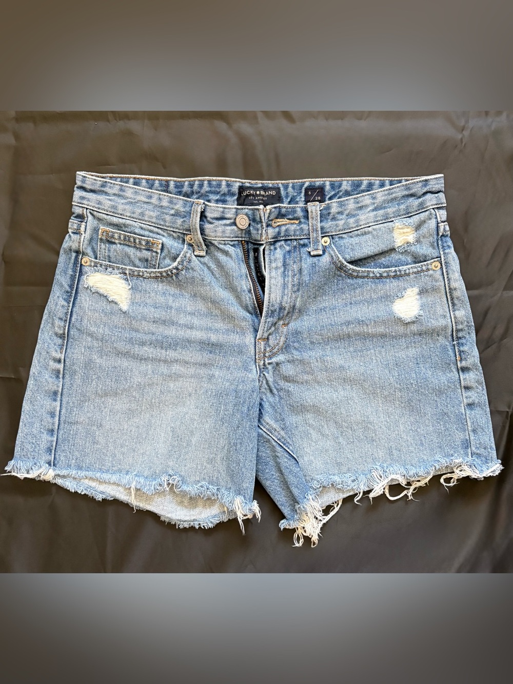 Lucky Brand Faded Light Blue Distressed Jean Shorts